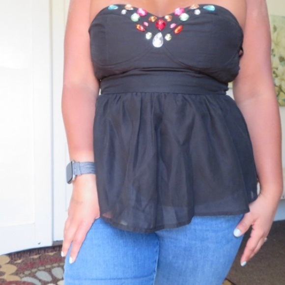 Strapless black top! - Picture 1 of 8